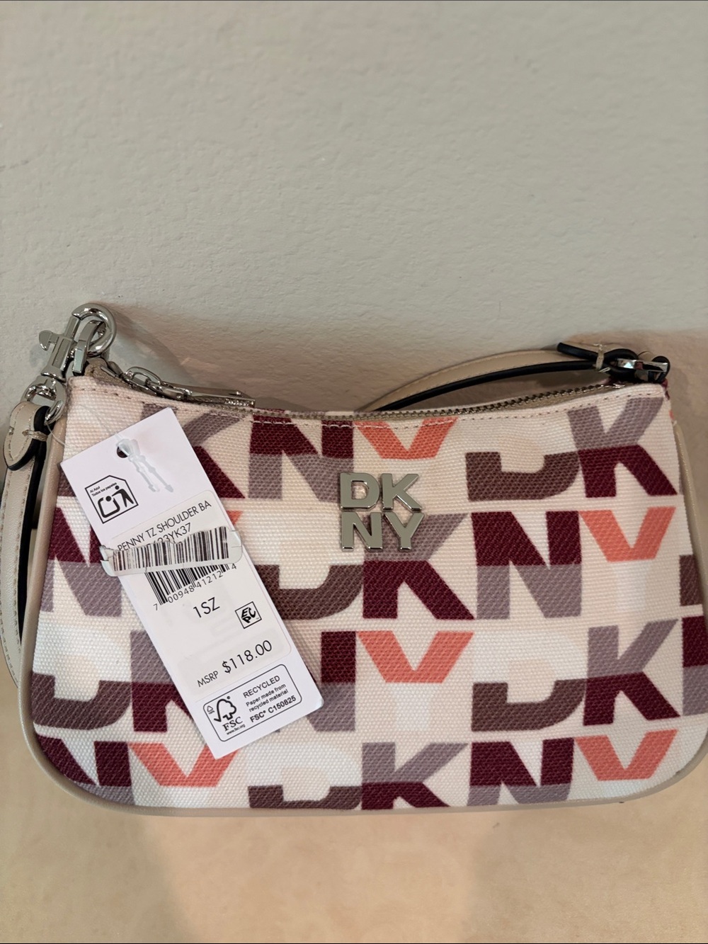 NWT DKNY Logo Print Penny Shoulder Bag